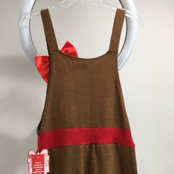 NWT EYESHADOW Gingerbread Woman Cookie Peppermint Mitten Christmas Knit Overalls - Picture 10 of 16